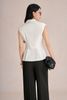 FAK31421 - Áo kiểu công sở vải tuytsi dáng peplum cổ hai ve có đệm vai thân áo chiết ly eo tạo kiểu cài khuy kim loại - PANTIO