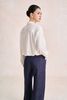 FQD51279 - Quần dài công sở vải denim dáng suông ống rộng cạp cao có túi tạo kiểu - PANTIO