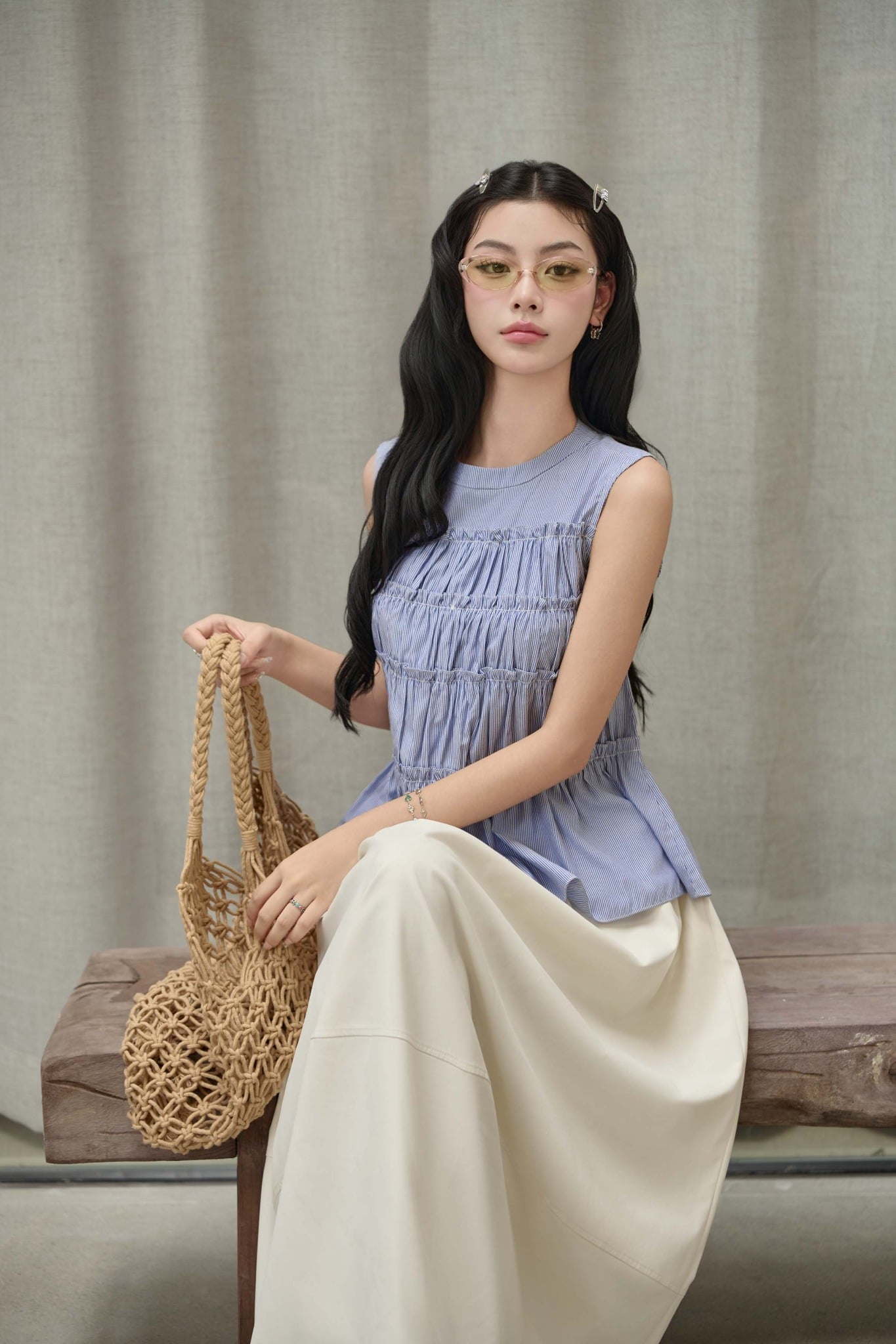 BJD33535 - Chân váy dài vải kaki dáng suông trơn cạp sau bo chun co giãn - JAN.