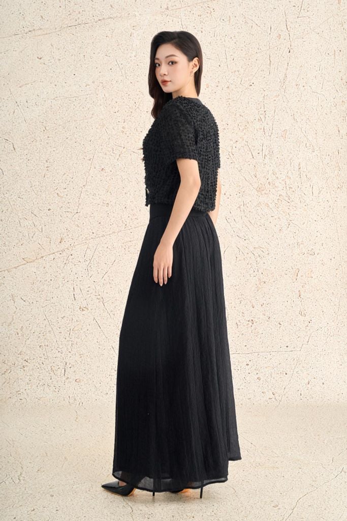 FQD51202 - Quần dài công sở vải cotton dáng suông ống rộng thân quần phối ly gân tạo kiểu - PANTIO