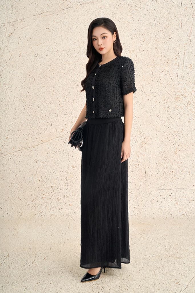 FQD51202 - Quần dài công sở vải cotton dáng suông ống rộng thân quần phối ly gân tạo kiểu - PANTIO