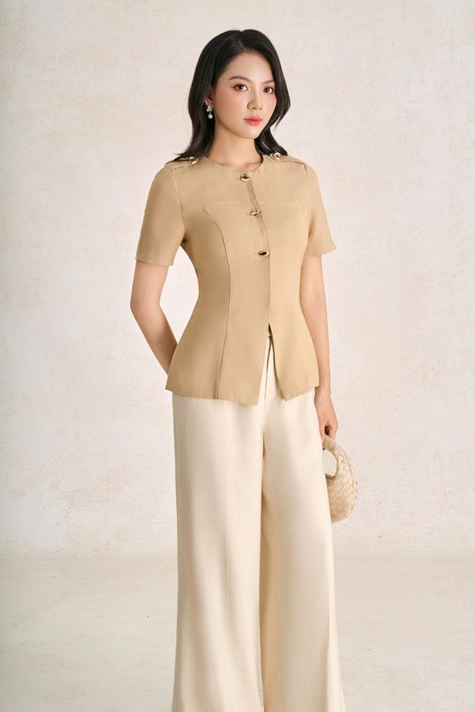 BQD33750 - Quần dài công sở vải thô đũi dáng suông ống đứng thời trang - PANTIO