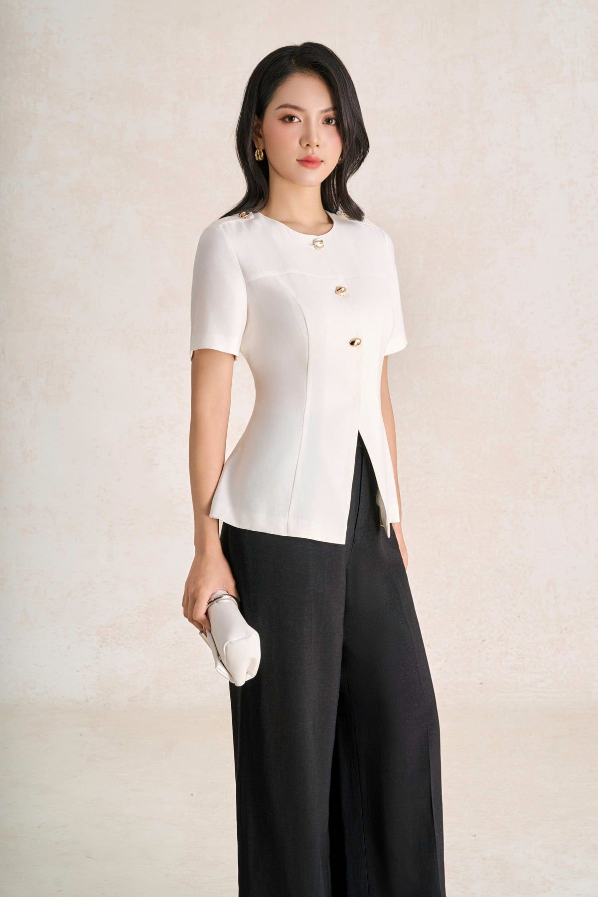 BQD33750 - Quần dài công sở vải thô đũi dáng suông ống đứng thời trang - PANTIO