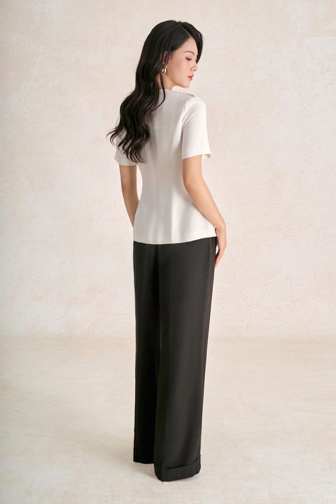 BQD33750 - Quần dài công sở vải thô đũi dáng suông ống đứng thời trang - PANTIO