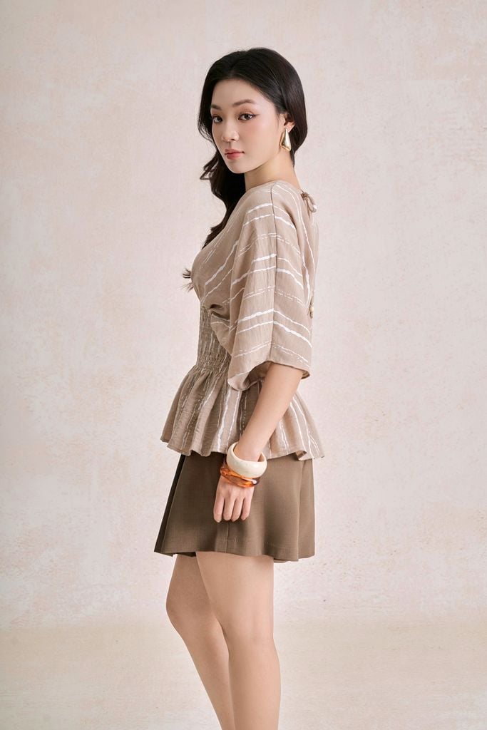 FQN3419 -Quần short dạo phố vải thô dáng A thân quần phối ly giả váy thời trang - PANTIO