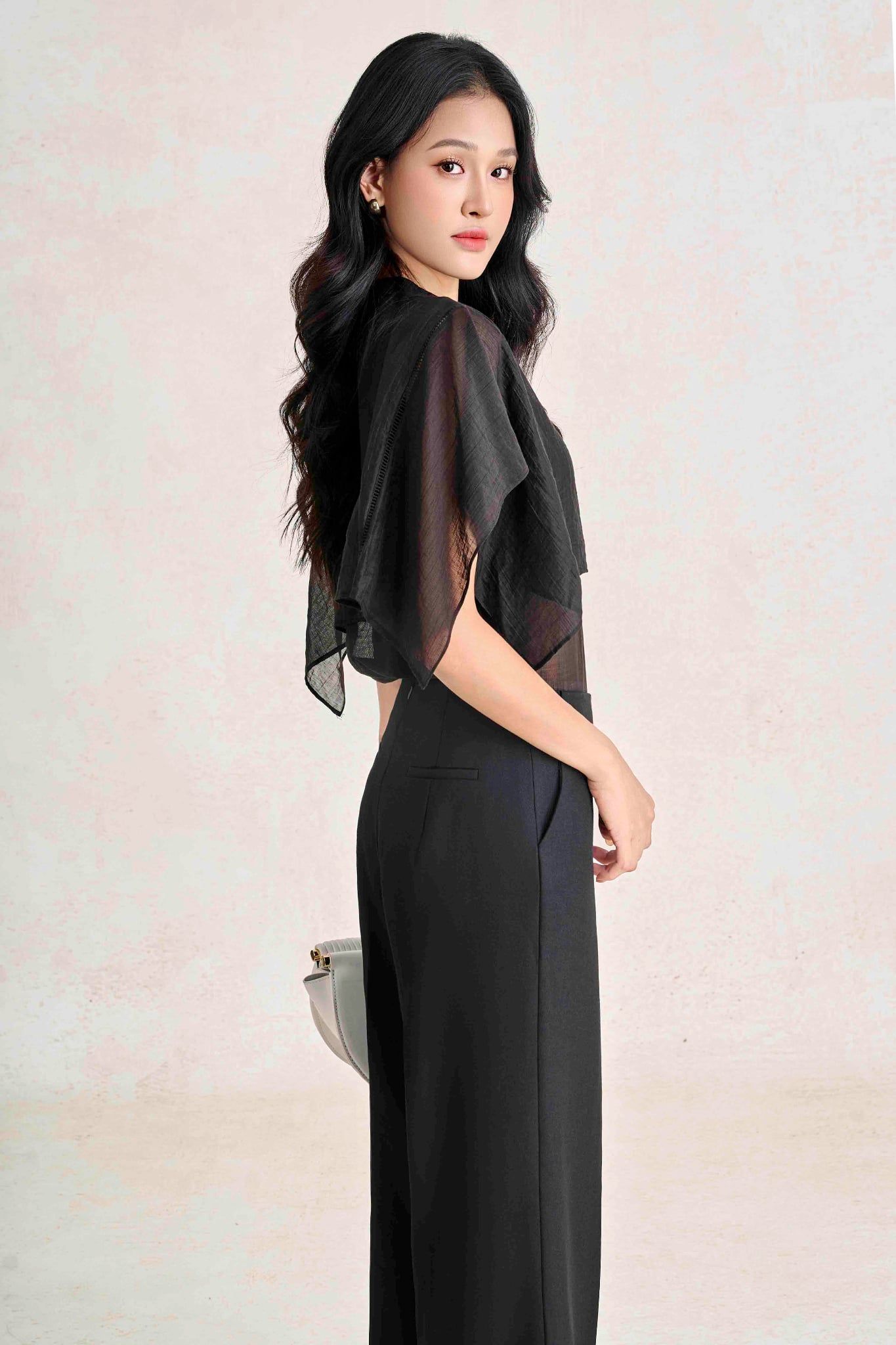 BQD93842 - Quần dài công sở vải thô đũi dáng suông ống rộng cạp liền thời trang khoá thân sau - PANTIO