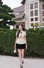FJN3773 - Chân váy ngắn vải thô dày dáng chữ A thân váy phối ly tạo kiểu khoá thân sau - JAN.