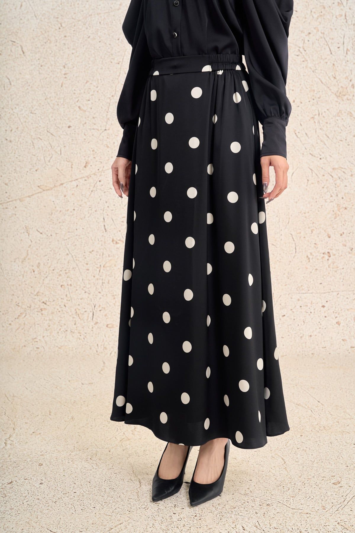 FJD11393 - Chân váy dài công sở vải lụa tằm dáng chữ A cạp chun thời trang - PANTIO