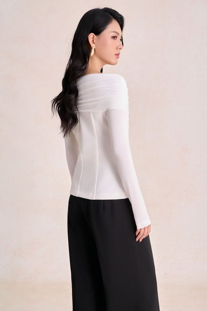FQD51263 - Quần dài công sở vải thô dáng suông ống rộng thân quần phối ly bung tạo kiểu khoá thân trước