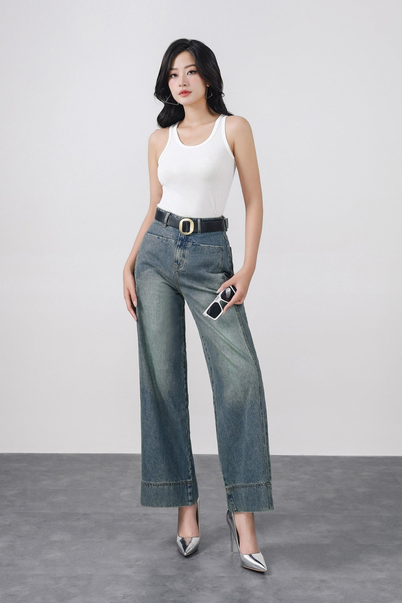 FAO057 - Áo thun dệt kim vải len dáng ôm cổ tròn không tay thời trang - PANTIO