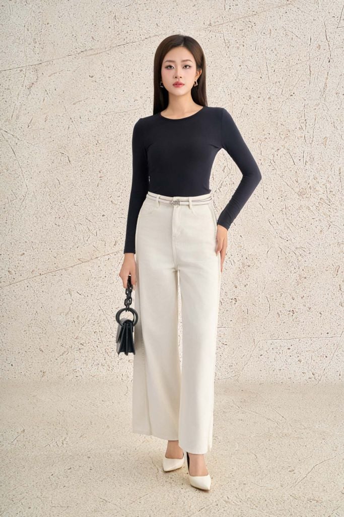 FAO059 - Áo thun cao cấp vải cotton dáng ôm cổ tròn tay dài thời trang - PANTIO