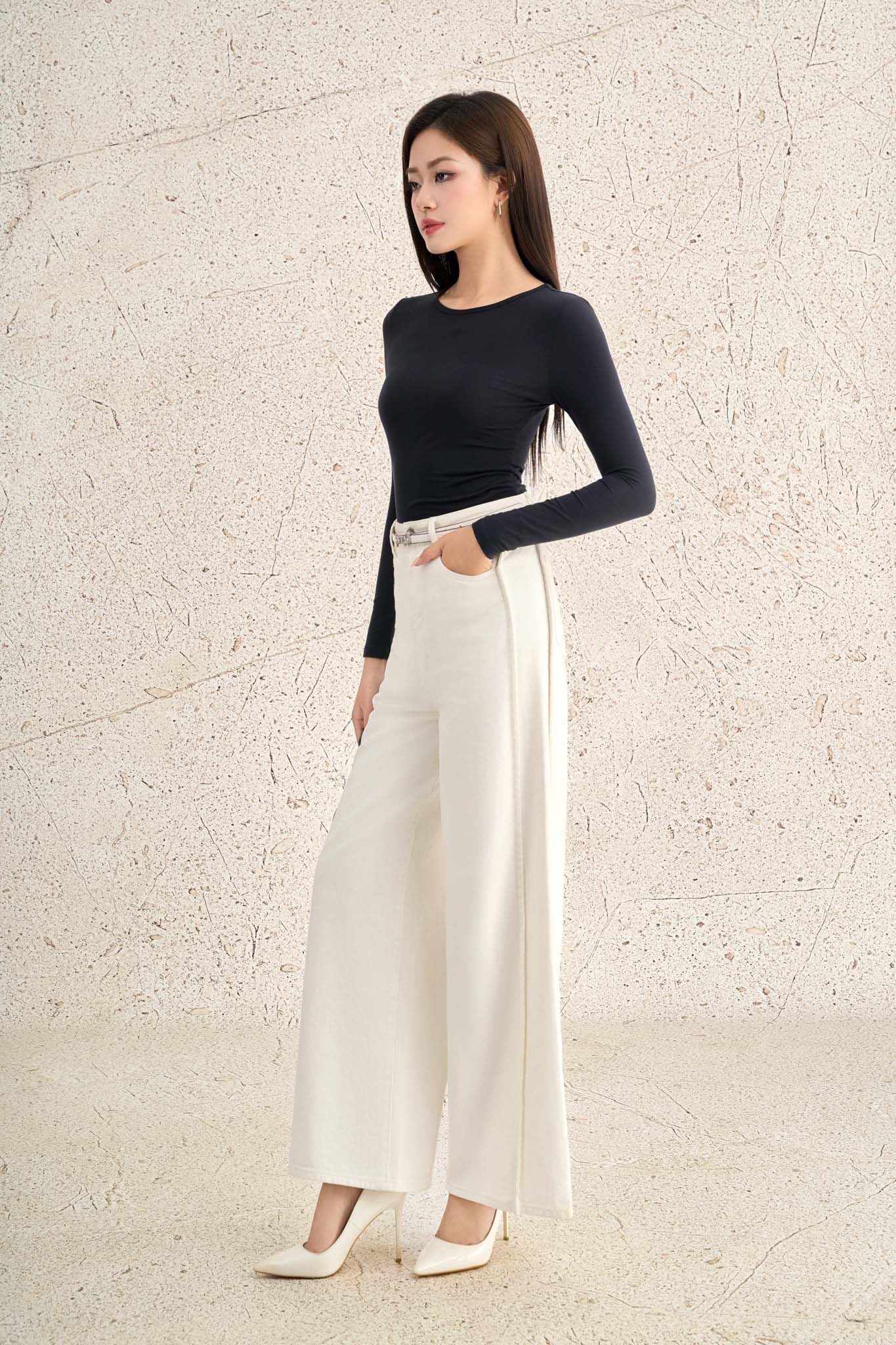 FAO059 - Áo thun cao cấp vải cotton dáng ôm cổ tròn tay dài thời trang - PANTIO