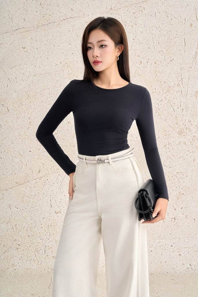 FAO059 - Áo thun cao cấp vải cotton dáng ôm cổ tròn tay dài thời trang - PANTIO