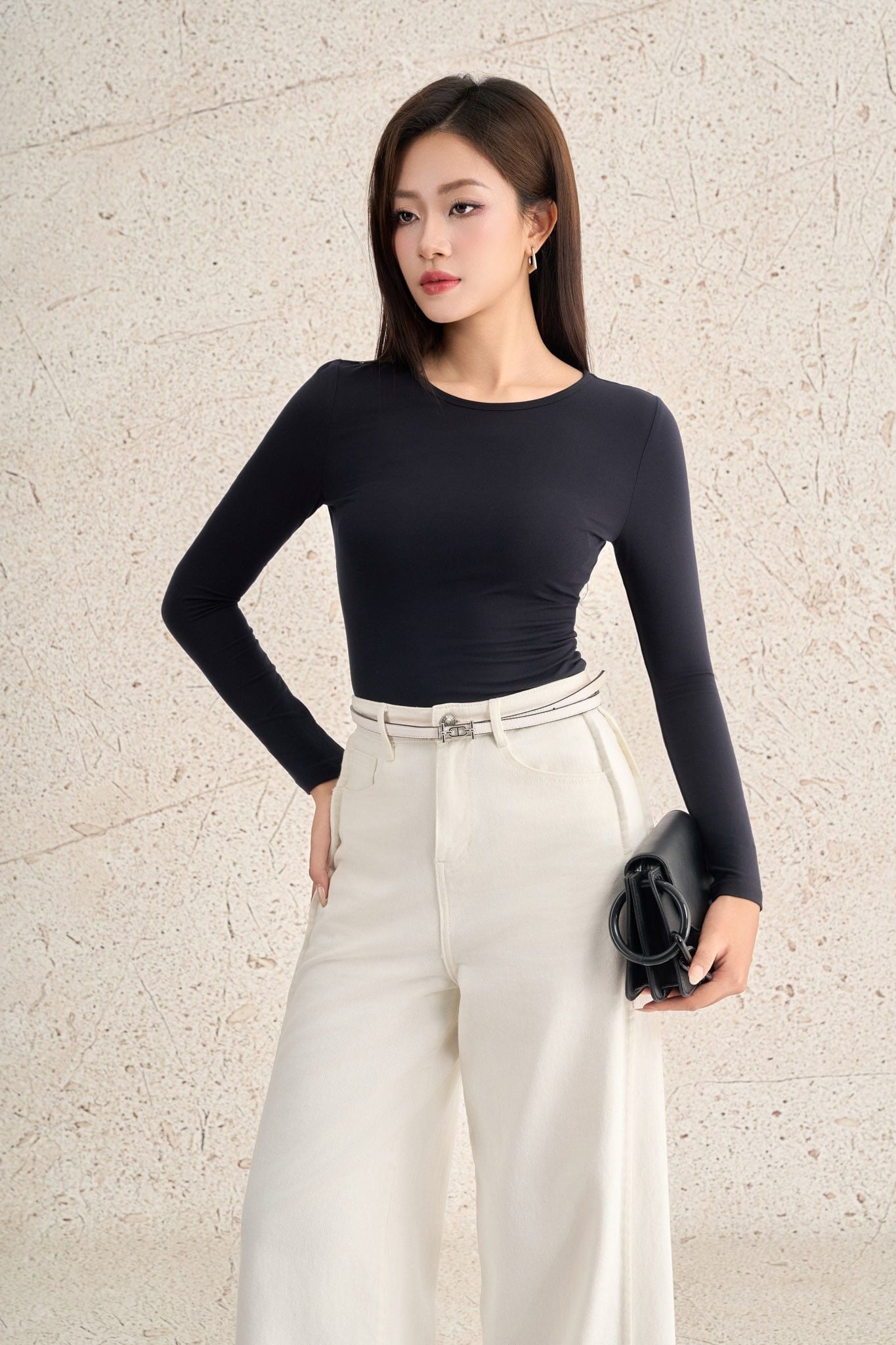 FAO059 - Áo thun cao cấp vải cotton dáng ôm cổ tròn tay dài thời trang - PANTIO