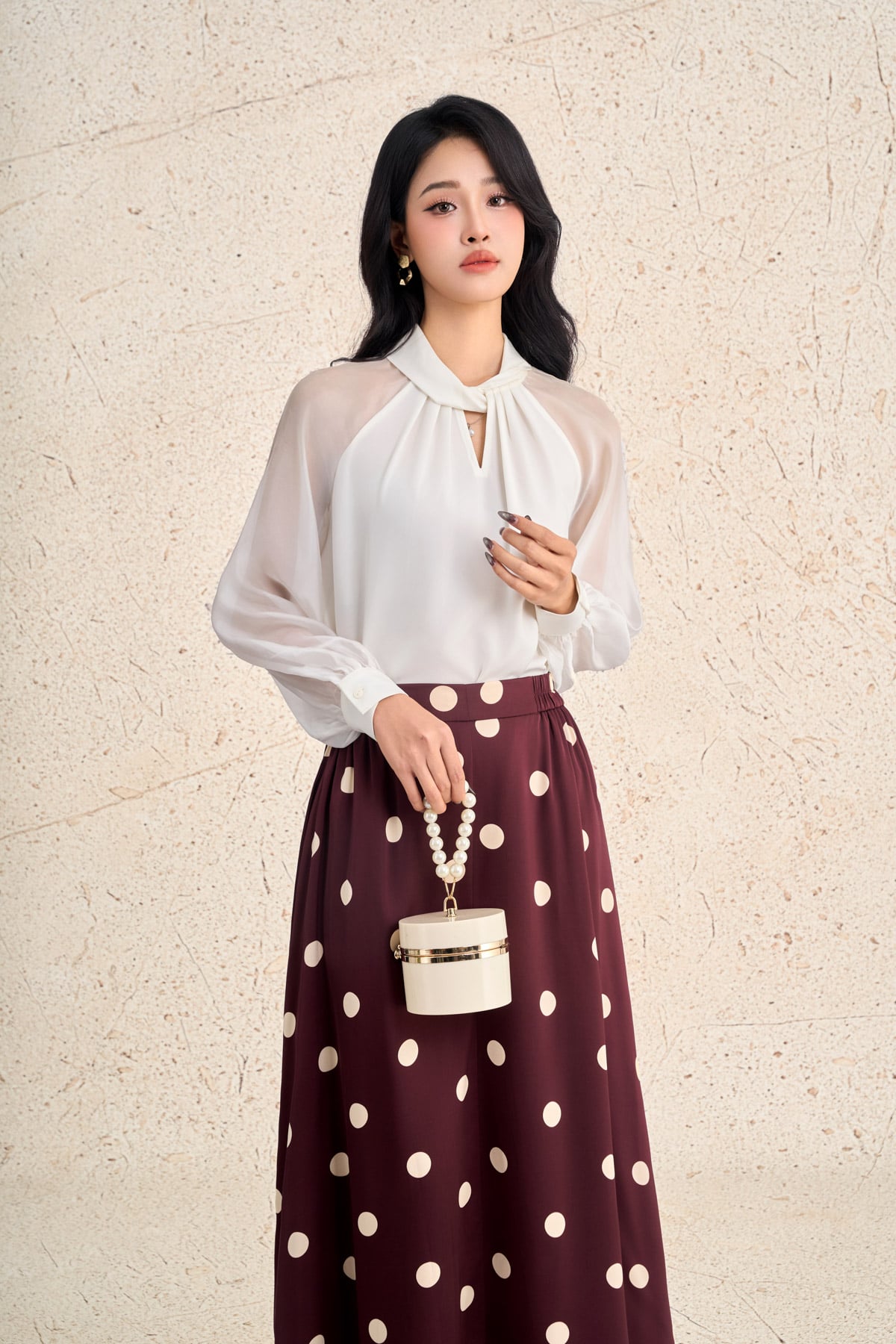 FJD11393 - Chân váy dài công sở vải lụa tằm dáng chữ A cạp chun thời trang - PANTIO