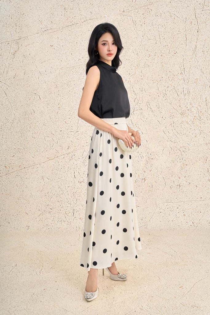 FJD11393 - Chân váy dài công sở vải lụa tằm dáng chữ A cạp chun thời trang - PANTIO