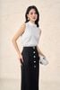 FJD51256 - Chân váy công sở vải thô dày dáng suông thân đính khuy đá thời trang - PANTIO