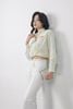 FAS13921 - Áo sơ mi vải thô kate dáng croptop cổ đức xẻ V tay dài phối măng sec thời trang - PANTIO