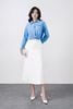 FAS13921 - Áo sơ mi vải thô kate dáng croptop cổ đức xẻ V tay dài phối măng sec thời trang - PANTIO