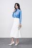 FAS13921 - Áo sơ mi vải thô kate dáng croptop cổ đức xẻ V tay dài phối măng sec thời trang - PANTIO