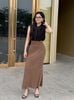 FAS13944 - Áo sơ mi công sở vải chiffon dáng suông cổ đức ngực áo phối ren tạo kiểu cài khuy thân trước - PANTIO
