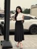 FAS13944 - Áo sơ mi công sở vải chiffon dáng suông cổ đức ngực áo phối ren tạo kiểu cài khuy thân trước - PANTIO