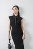 FAS13944 - Áo sơ mi công sở vải chiffon dáng suông cổ đức ngực áo phối ren tạo kiểu cài khuy thân trước - PANTIO