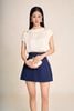 FQN9397 - Quần short giả váy dạo phố vải tuytsi dáng chữ A cạp cao khóa thân trước - PANTIO