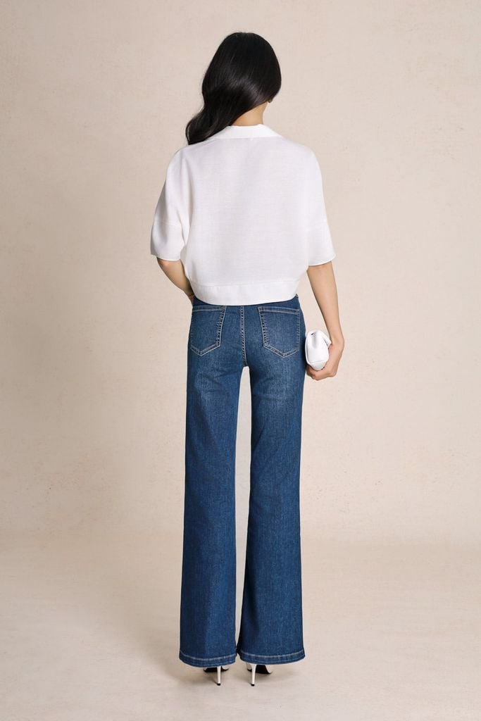 FAS14113 - Áo sơ mi dạo phố vải thô đũi dáng croptop cổ bẻ tay lửng gấu áo phối vạt thắt tạo kiểu - PANTIO