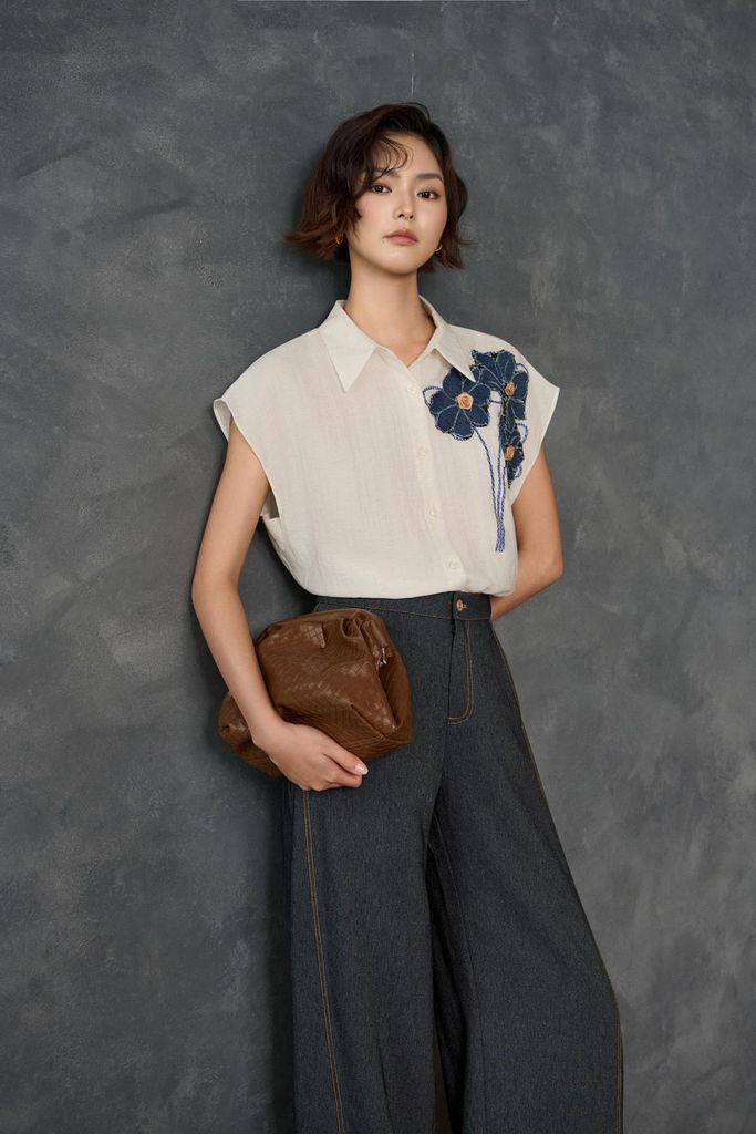 BQD33920 - Quần dài công sở vải denim dáng suông ống rộng thời trang - PANTIO