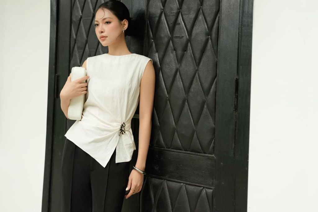 BQD33818 - Quần dài công sở vải tuytsi dáng suông ống đứng phối ly tạo kiểu - PANTIO