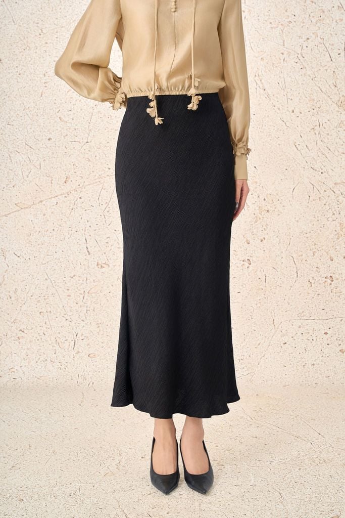 BJD13427 - Chân váy dài công sở vải tơ nhăn dáng suông cạp liền thời trang - PANTIO