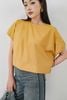 FAS33998 - Áo sơ mi kiểu công sở vải thô kate dáng croptop cổ tròn tay rộng bo chun rút tạo kiểu - PANTIO