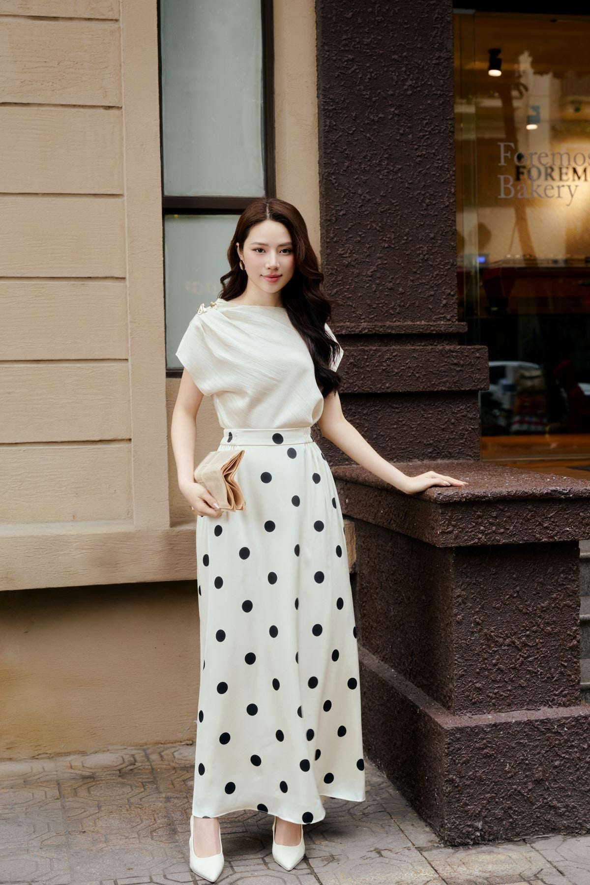 FJD11393 - Chân váy dài công sở vải lụa tằm dáng chữ A cạp chun thời trang - PANTIO