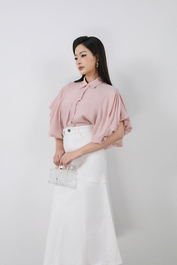 FJB038 - Chân váy jean cao cấp vải denim dáng A thân váy phối đường viền thời trang khoá thân trước - PANTIO