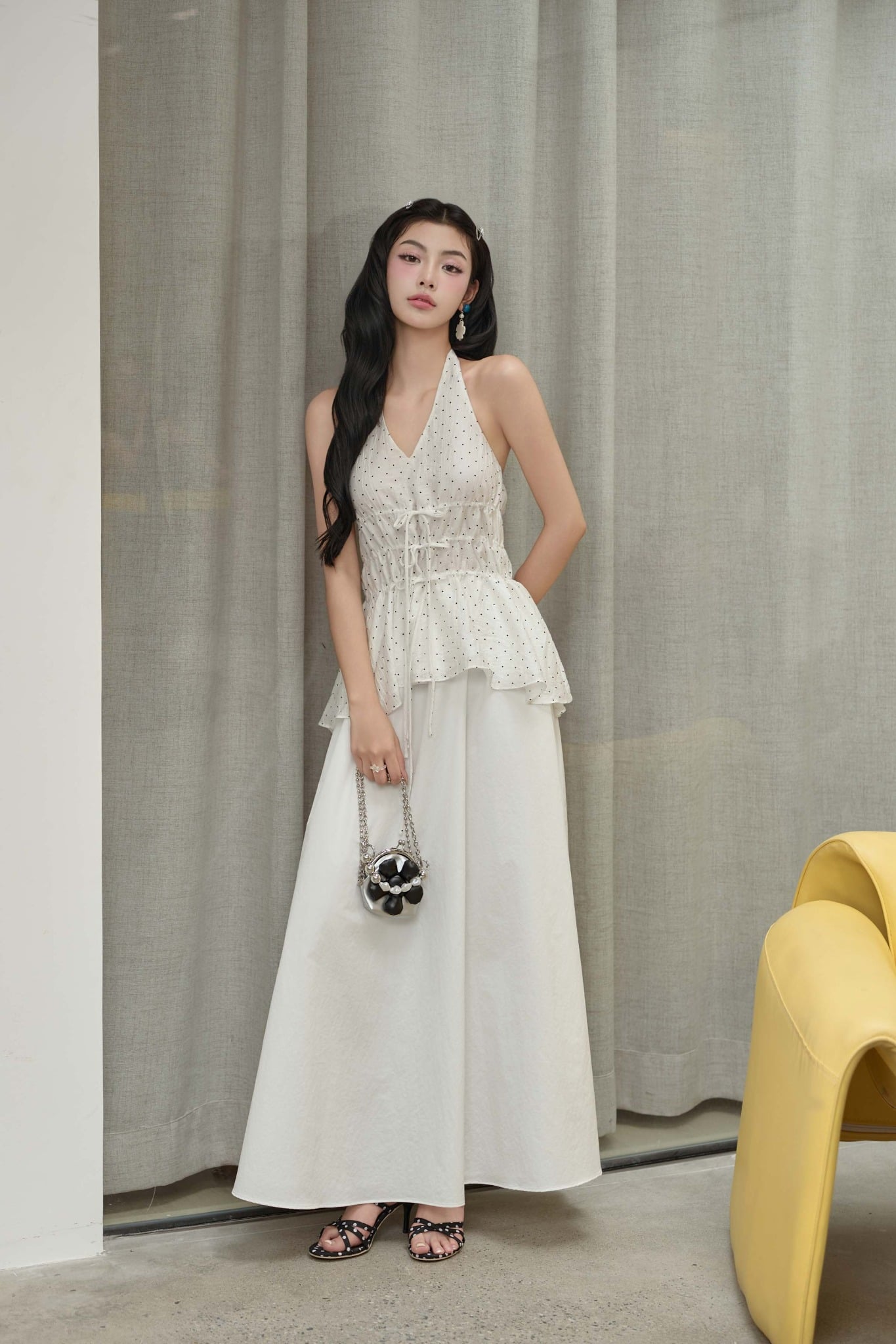 BJD33545 - Chân váy dài vải thô mỏng dáng suông cạp chun co giãn - JAN.