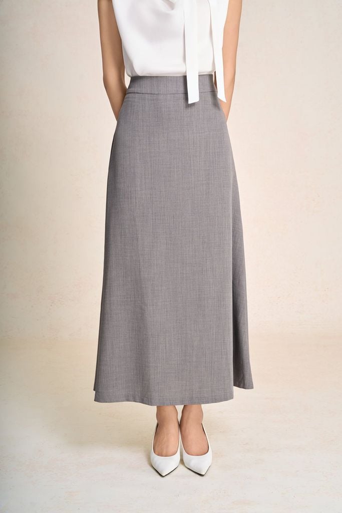BJD33742 - Chân váy dài công sở vải thô đũi dáng chữ A cạp cao khoá thân sau - PANTIO