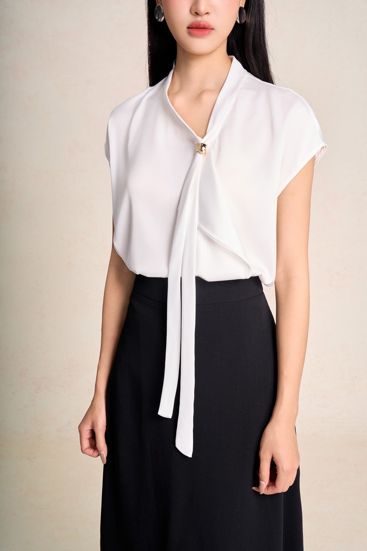 BJD33742 - Chân váy dài công sở vải thô đũi dáng chữ A cạp cao khoá thân sau - PANTIO