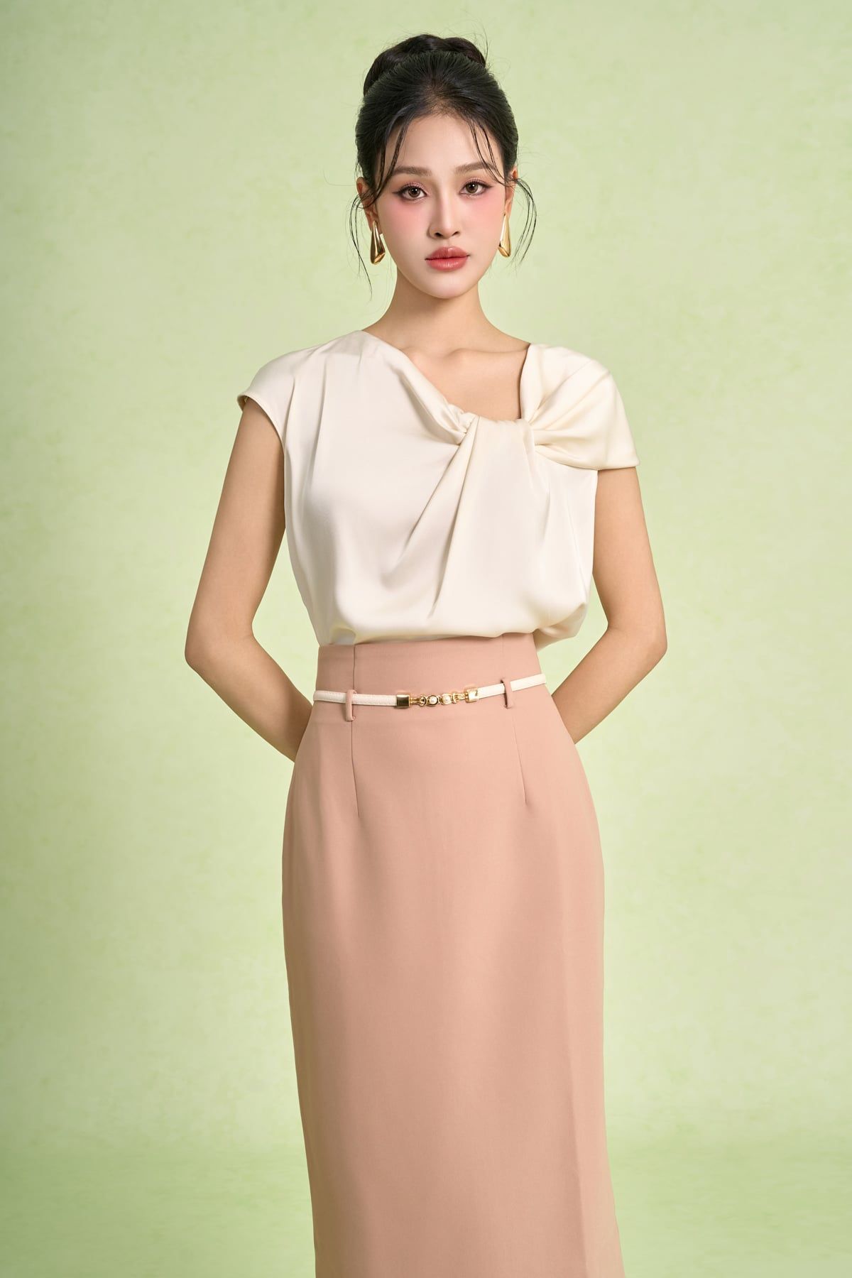 FJD51416 - Chân váy dài công sở vải thô nhung dáng bút chì cạp cao xẻ tà sau - PANTIO