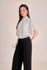 FAS34139 - Áo sơ mi công sở vải thô kate dáng ngắn cổ đức tay lỡ gấu áo bo chun tạo kiểu - PANTIO