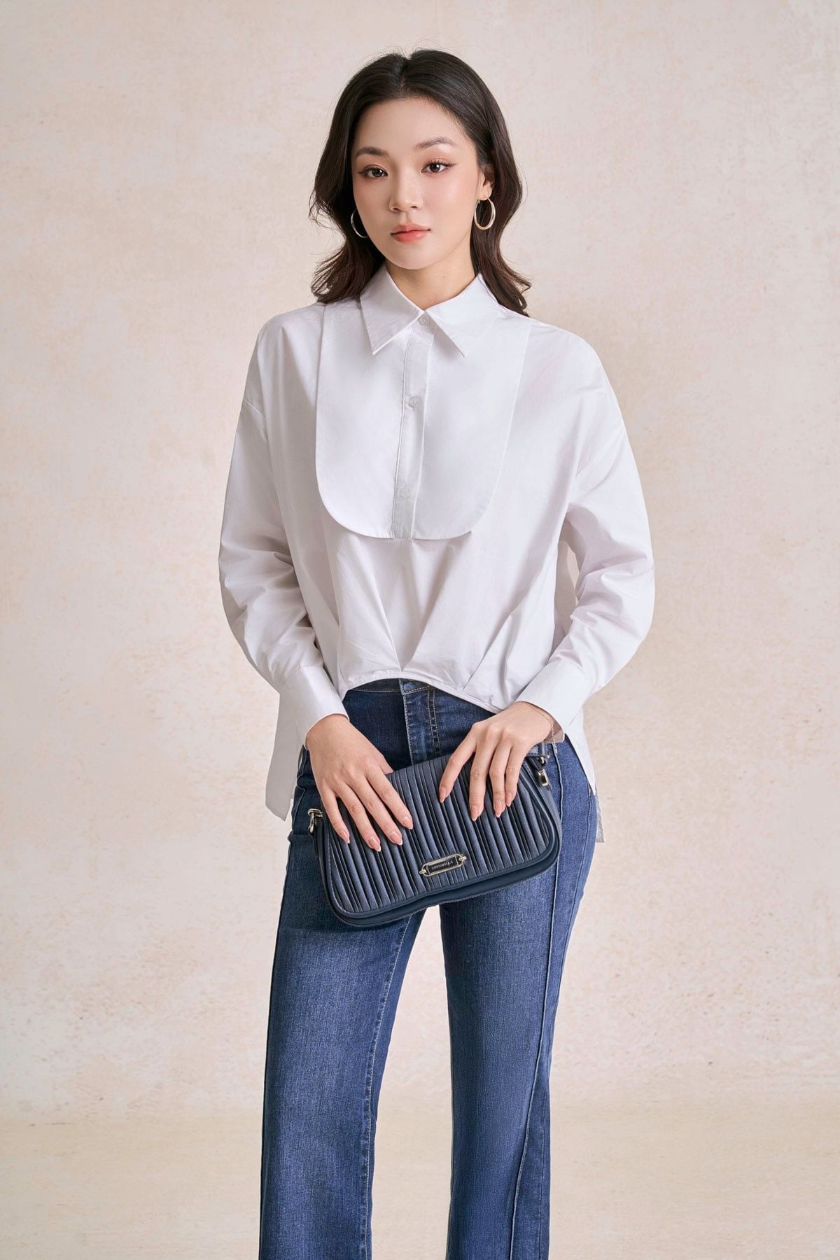 FAS34164 - tylekeo8888 công sở vải thô kate dáng đuôi tôm cổ đức đáp ngực tạo kiểu - tỷ lệ kèo 8899