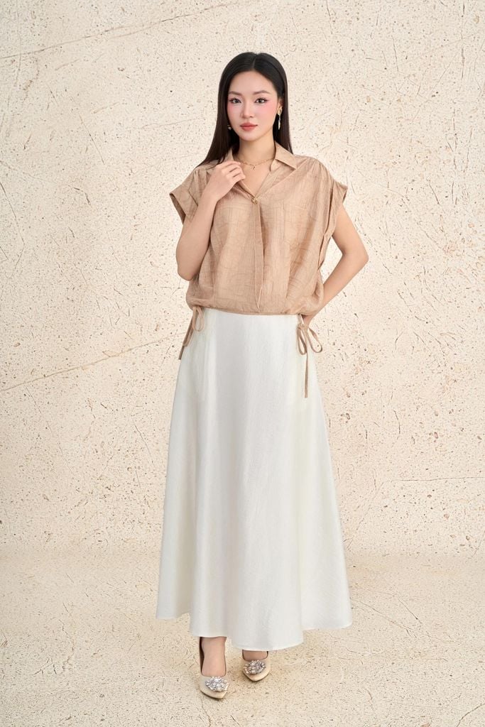 BJD13656 - Chân váy dài dạo phố vải tơ dáng chữ A thời trang khoá thân sau - PANTIO