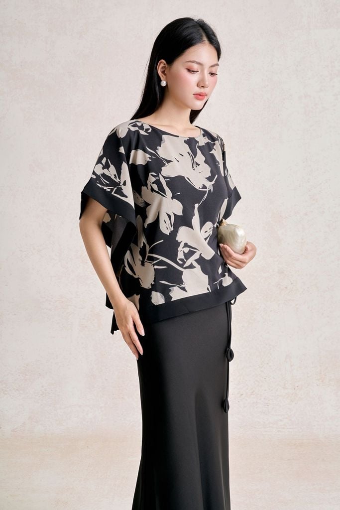 FJD91257 - tylekeo88ax dài công sở vải lụa dày dáng suông eo phối cạp bản to đính dây nơ tạo kiểu - tỷ lệ kèo 8899