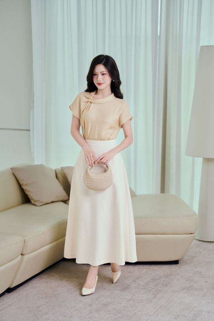 BJD33782 - Chân váy dài vải thô dáng chữ A cạp cao thời trang khoá thân sau - PANTIO
