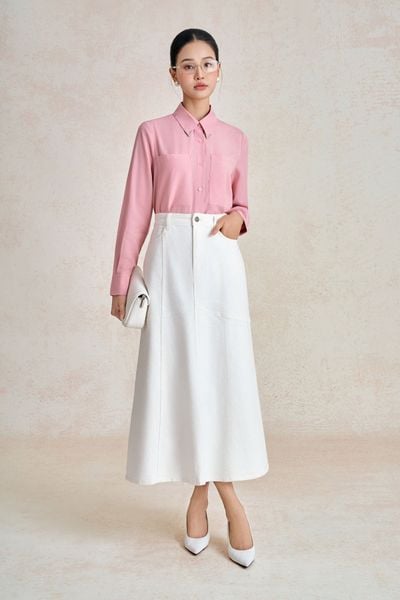 FAS34212 - tylekeo8888 công sở vải thô dáng suông cổ đức đính kim loại tạo kiểu tay dài phối măng sec thời trang cài khuy trước - tỷ lệ kèo 8899