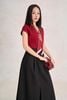 FAS34221 - Áo sơ mi vải thun cotton dáng suông cổ xẻ V phối vạt thắt tạo kiểu - PANTIO