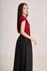 FAS34221 - Áo sơ mi vải thun cotton dáng suông cổ xẻ V phối vạt thắt tạo kiểu - PANTIO