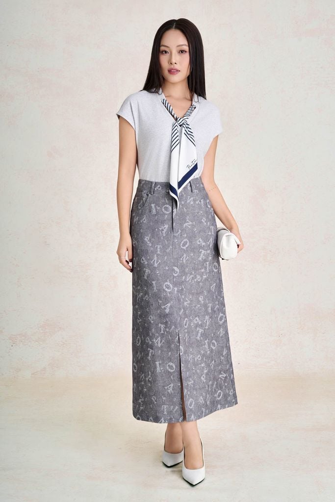 FAS34221 - Áo sơ mi vải thun cotton dáng suông cổ xẻ V phối vạt thắt tạo kiểu - PANTIO