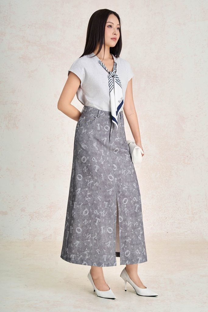 FAS34221 - Áo sơ mi vải thun cotton dáng suông cổ xẻ V phối vạt thắt tạo kiểu - PANTIO