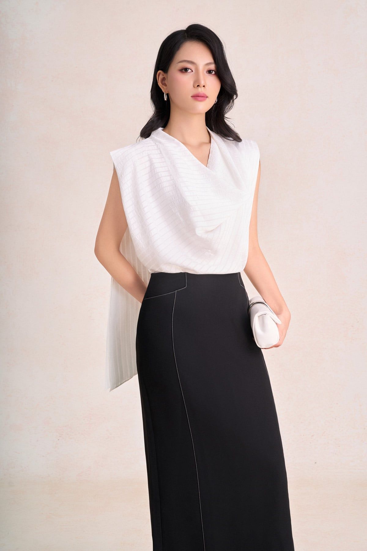 BJD33822 - Chân váy dài vải thô dáng suông cạp liền khoá thân sau thời trang - PANTIO